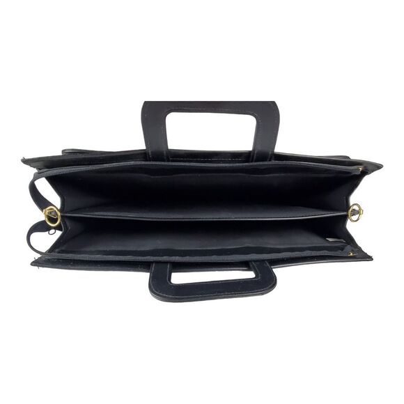 Attaché Organizer Briefcase Expandable Black Vinyl Retractable Handles Portfolio - Picture 4 of 8